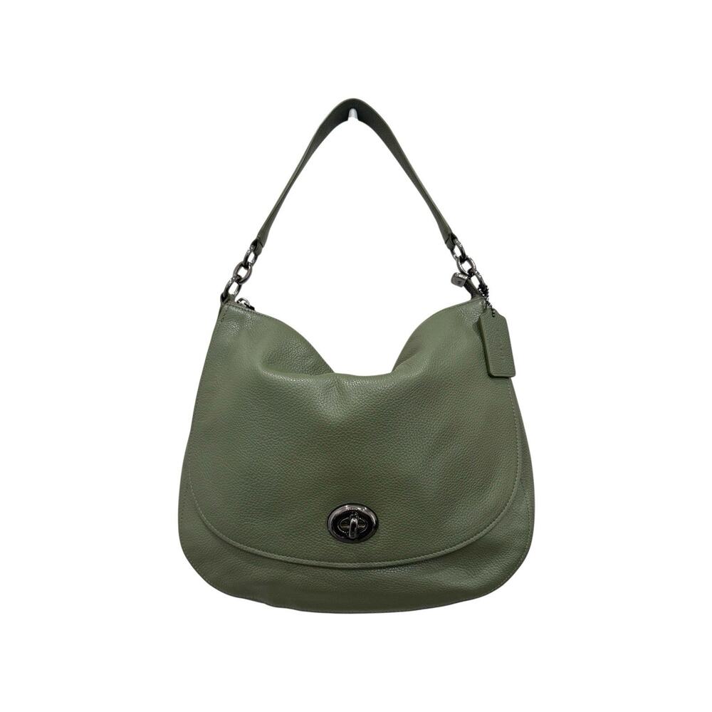 Coach 36762 Olive Pebbled Leather Hobo Crossbody Bag Gunmetal Turnlock Dust Bag - Picture 2 of 16